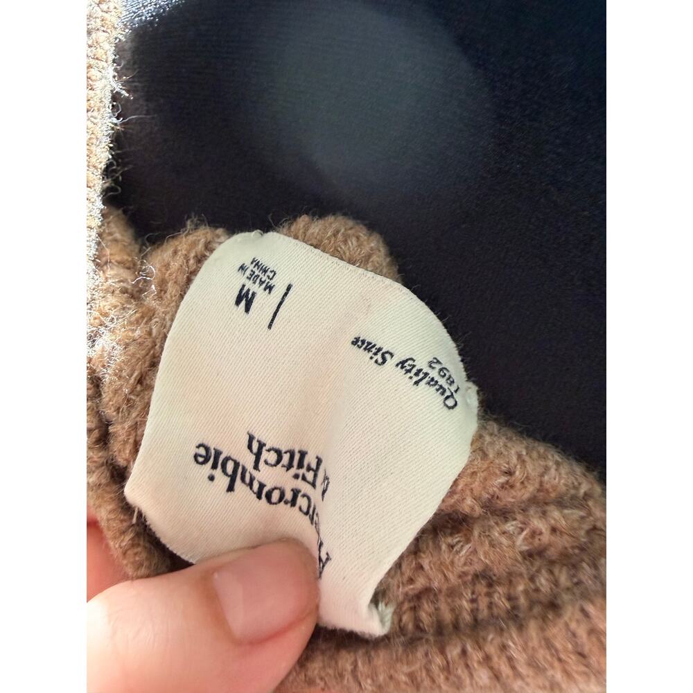 Brown Knit Shoulder Zip Sweater, Soft & Fuzzy Tunic Pullover - Picture 6 of 6